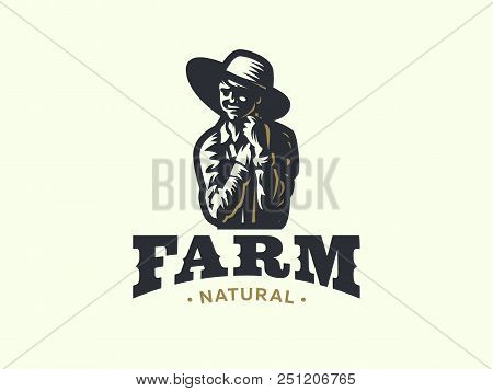 Woman Farmer With Basket Of Vegetables And Fruits. Vector Illustration.