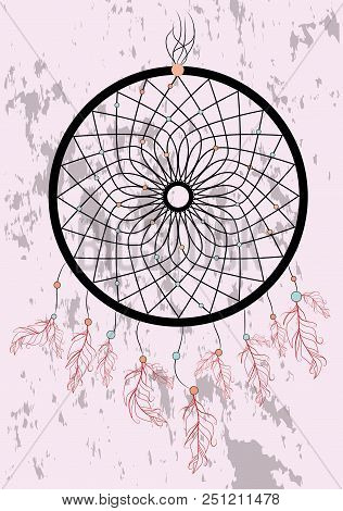 Dream Catcher Boho Native American Indian Talisman Dreamcatcher. Clothes Ethnic Tribal Design. Magic