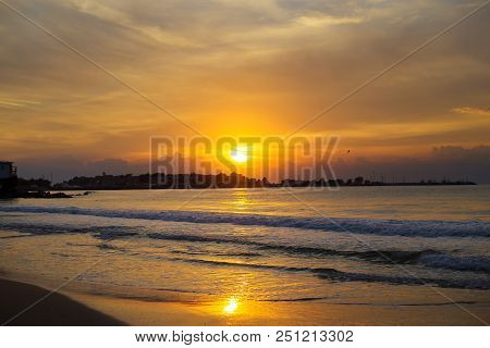 Beautiful Sunset By The Sea. Bulgaria, Nessebar