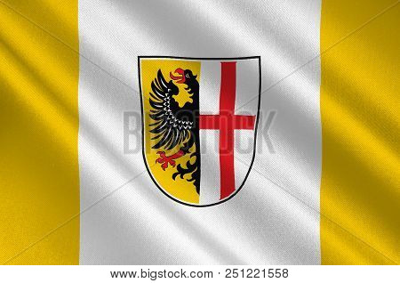 Flag Of Memmingen Is A Town In Swabia, Bavaria, Germany. 3d Illustration