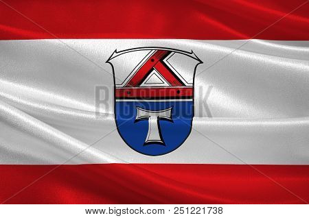 Flag Of Giessen Is A District In The Middle Of Hessen, Germany. 3d Illustration