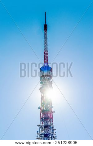 Panoramic Modern City Skyline Aerial View Under Blue Sky In Tokyo, Japan