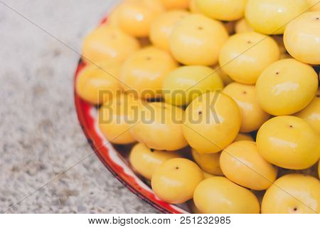 Patongkos on tray with banana leaves decoration isolated on white with clipping path