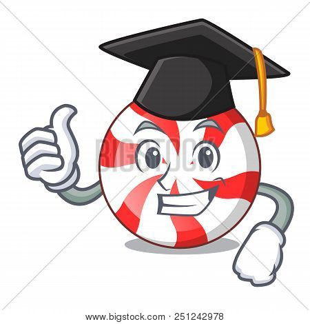 Graduation Peppermint Candy Character Cartoon Vector Illustration