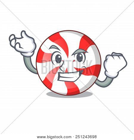 Successful Peppermint Candy Character Cartoon Vector Illustration