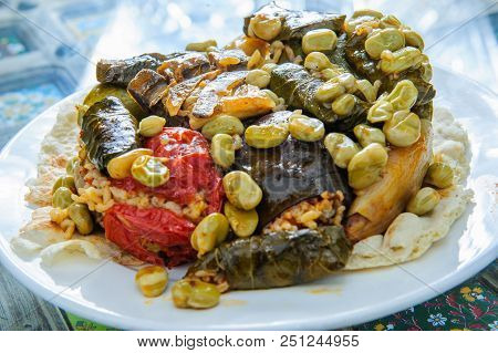 Stuffed Grape Leaves - Arabic Traditional Food.