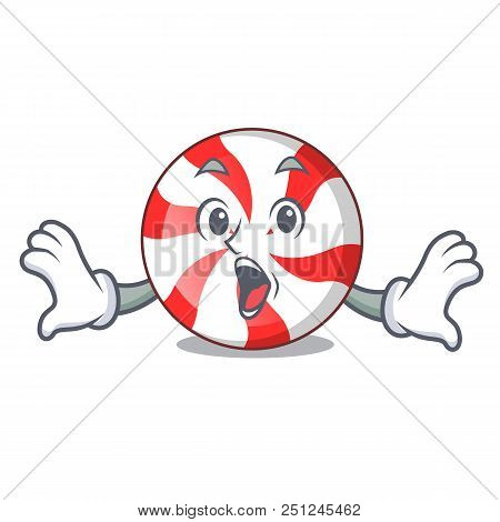 Surprised Peppermint Candy Mascot Cartoon Vector Illustration