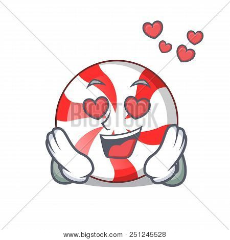 In Love Peppermint Candy Mascot Cartoon Vector Illustration