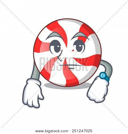Waiting Peppermint Candy Mascot Cartoon Vector Illustration