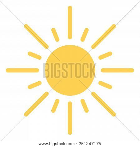 Sun Icon With Beams  As Vector On A Isolated Background
