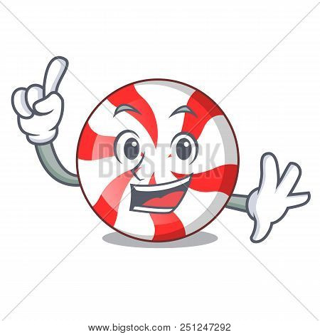 Finger Peppermint Candy Mascot Cartoon Vector Illustration