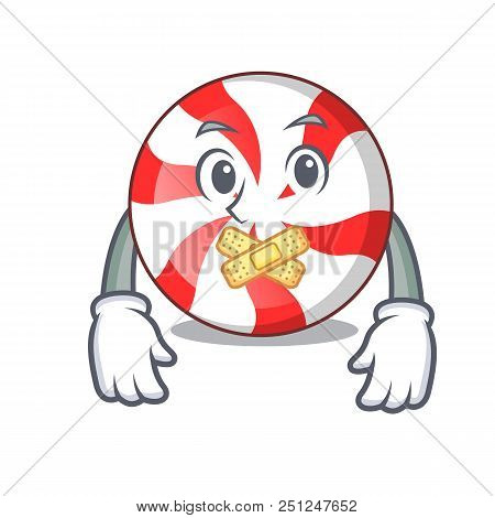 Silent Peppermint Candy Mascot Cartoon Vector Illustration
