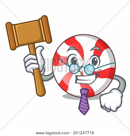 Judge Peppermint Candy Mascot Cartoon Vector Illustration