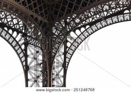 Elements Of The Eiffel Tower On A White Background. Close-up.