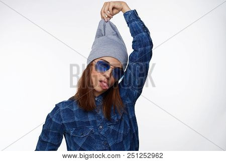 Negative Human Reaction, Feelings And Attitude. Portrait Of Bored Annoyed Teenage Girl In Bright Wea