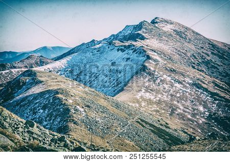 Footpath Leading Up The Peak Dumbier, Low Tatras, Slovak Republic. Mountains Scene. Hiking Theme. An