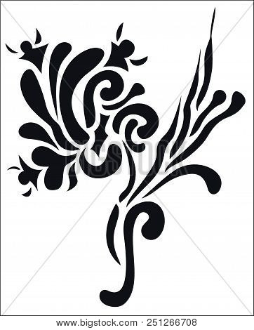Abcstact Doodle Flower. Black And White Design Elements