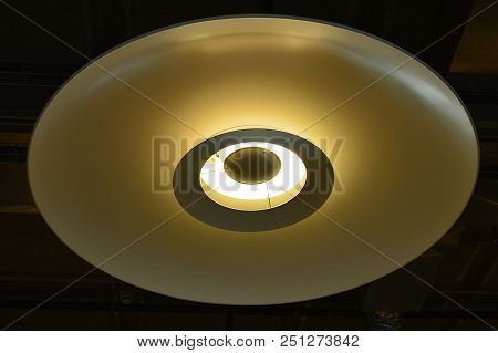 Picturesque Ceiling Lamp Turn Light On. Background Texture Screensaver.