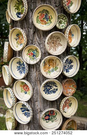 Traditional Romanian Earthenware Pottery In Buzau - Romania. Romanian Pottery Is Traditionally Produ