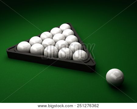Billiard Balls On Green Table 3d Rendering