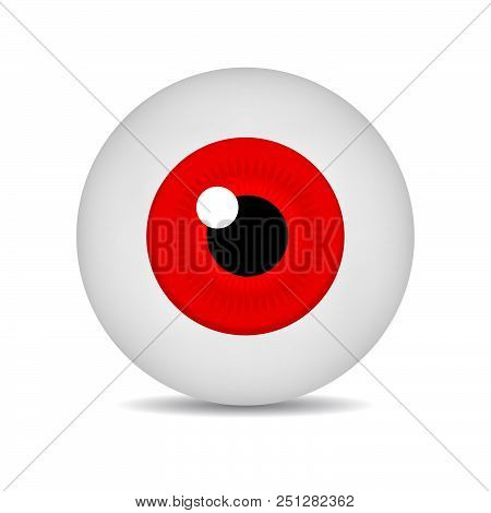 Realistic Vector Illustration Icon 3d Round Image Red Eyeball. Red Eye Isolated On White Background.