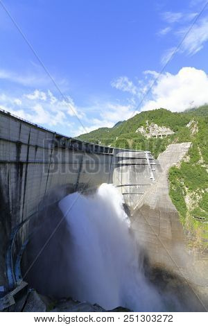 Discharge From Kurobe Dam In Toyama, Japan