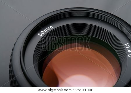 Nærbillede af en 50mm Kameralinse