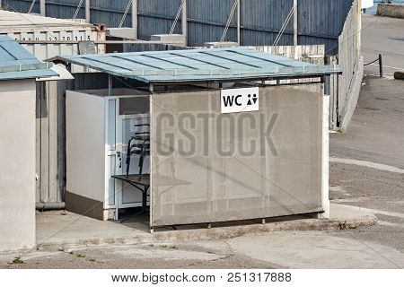 Shoddy Construction Of A Street Toilet Near The Building Site