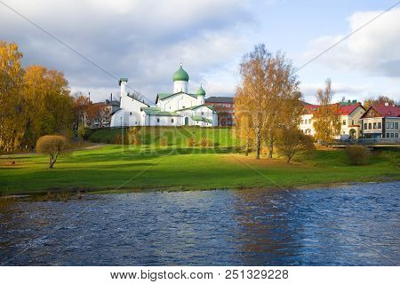View Of Church Of The Epiphany In The Indian Summer. Pskov, Russia