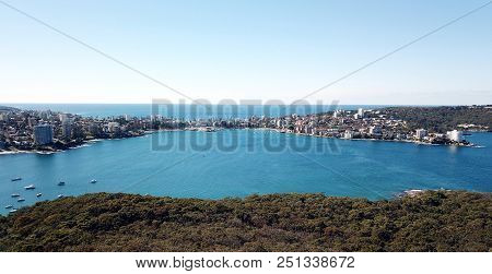 Aerial View Of Manly Beach, North Harbour And Tasman Sea. View From Tania Park, Dobroyd Head (sydney