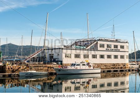 Vigo, Spain - May 20, 2017: Boats Moored At The Real Club Nautico De Vigo. It Is A Spanish Yacht Clu