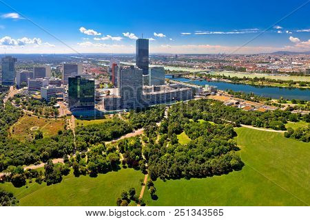 Vienna Skyline And Cityscape Aerial Panoramic View, Capital Of Austria