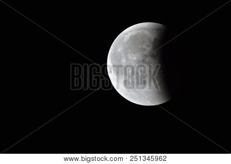 Moon Eclipse Closeup Showing The Details Of Lunar Surface Moon Eclipse