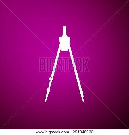 Drawing Compass Icon Isolated On Purple Background. Compasses Sign. Drawing And Educational Tools. G