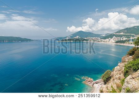 Summer Sea Landscape.  Rafailovici, Budvanska Riviera, Montenegro.