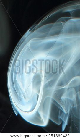 Abstract White Smoke Texture On Black Background