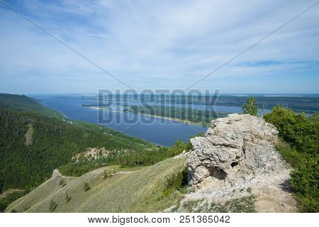 Strelnaya Mountain. Attraction Of The Samara Region. On A Sunny Summer Day