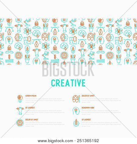 Creative Concept With Thin Line Icons: Generation Of Idea, Start Up, Brief, Brainstorming, Puzzle, C