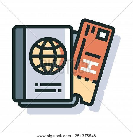 Boarding Pass And Ticket Line Color Icon
