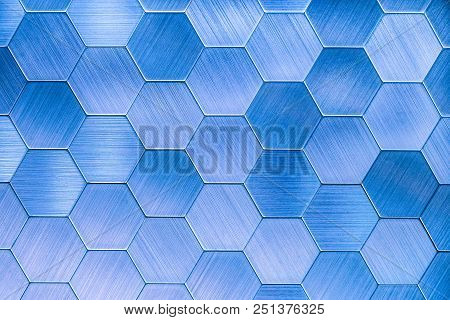 Abstract Silver Metal Background. Geometric Hexagons. Different Color