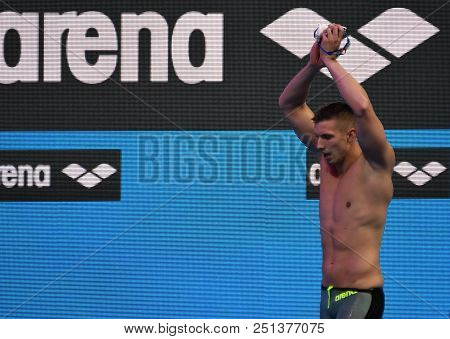 Budapest, Hungary - Jul 25, 2017. Competitive Swimmer Kozma Dominik (hun) In The 200m Freestyle Fina