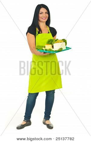 Full Length Of Attractive Cheese Maker Female