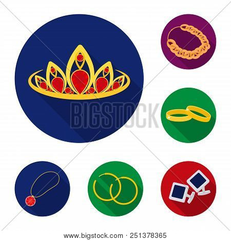 Jewelry And Accessories Flat Icons In Set Collection For Design.decoration Vector Symbol Stock  Illu