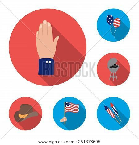 Day Of Patriot, Holiday Flat Icons In Set Collection For Design. American Tradition Vector Symbol St