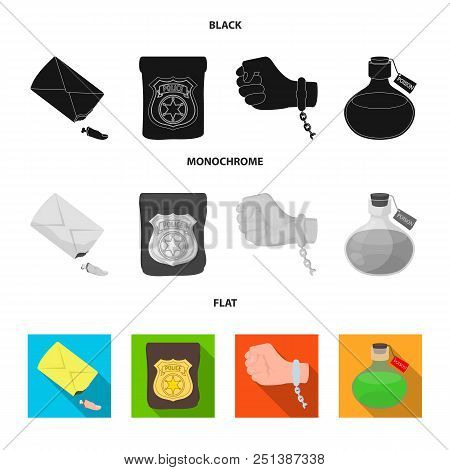 The Detective Badge, The Handcuff On The Criminal Hand, The Stump Of The Finger In The Bag, The Flas