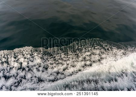 Wave Form And Water Splash Created By Vessel Sail Through The Sea Or Ocean
