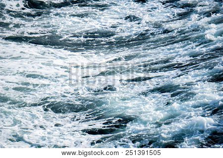 Wave Form And Water Splash Created By Vessel Sail Through The Sea Or Ocean