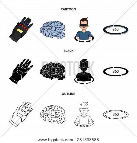 Technology, Innovation, Man, Complemented .virtual Reality Set Collection Icons In Cartoon, Black, O