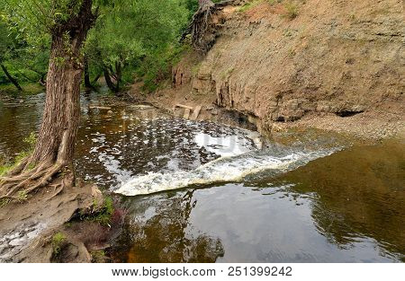 Small Waterfall On Sablinka River In Leningrad Region, Russia.