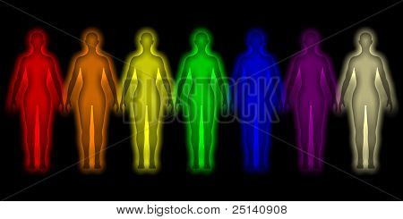 Simple background with colored Human energy body - aura